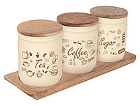 Банка Herevin Wooden Set-Beige-Browm Tea-Coffee-Sugar 0.446 л. (6856608) CS, код: 8347134