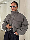 Куртка бомбер жіноча демісезонна — 018 сірий колір, фото 5