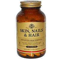 Витамины для волос кожи и ногтей Skin Nails Hair Solgar улучшенная формула МСМ 120 таблеток SN, код: 7701140