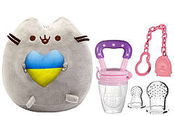 М'яка іграшка Pusheen cat із серцем Ніблер силіконовий із насадками та ланцюжком тримачем Роз SC, код: 8298295