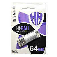 Флеш-накопитель USB 64GB Hi-Rali Rocket Series Silver (HI-64GBVCSL) UT, код: 6707710