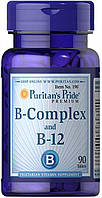 Витамины группы В, Puritan's Pride, Vitamin B-Complex and Vitamin B-12, 90 таблеток (30979) BK, код: 1535989