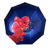 Жіноча парасолька-автомат на 9 спиць від Flagman синій з червоною квіткою N0153-7 SC, код: 8027197, фото 2