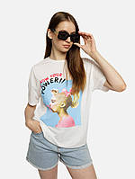 Женская футболка оверсайз L молочный SO SWEET ЦБ-00219319 FS, код: 8420877