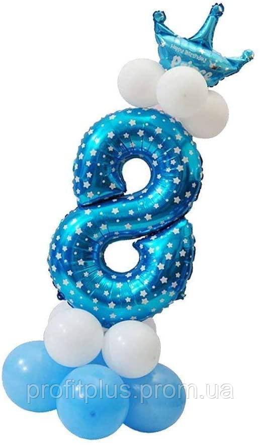 Праздничная цифра 8 UrbanBall из воздушных шаров для мальчика Голубой (UB362) PP, код: 2473527 - фото 1 - id-p2158452942