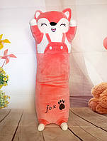 Мягкая Игрушка Лисенок Длинный 70см розовый Подушка  Обнимашка серия "кот батон"