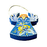 Новорічний декор ялинкова іграшка з дерева ручної роботи Петриківський розпис підвіска на ялинку ЯНГОЛ-ОХОРОНЕЦЬ, фото 7