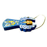 Новорічний декор ялинкова іграшка з дерева ручної роботи Петриківський розпис підвіска на ялинку ЯНГОЛ-ОХОРОНЕЦЬ, фото 9