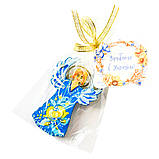 Новорічний декор ялинкова іграшка з дерева ручної роботи Петриківський розпис підвіска на ялинку ЯНГОЛ-ОХОРОНЕЦЬ, фото 10