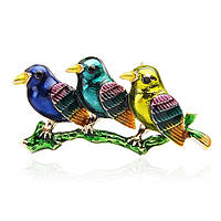 Брошь-подвеска BROCHE Три Птички на ветке разноцветная BRSF110949 GR, код: 7280273