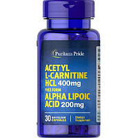 Комплекс для снижения веса Puritan's Pride ALC 400 mg with ALA 200 mg 30 Caps TR, код: 8206811