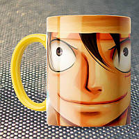 Чашка Fan Girl Луффи лицо Ванпис Большой Куш - One Piece (15722) 330 мл Желтый LW, код: 7599483
