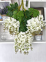 Штучна гліцинія. Гілки декоративної гліцинії (паковання 12 штук, Premium, 80 см, біле), фото 2