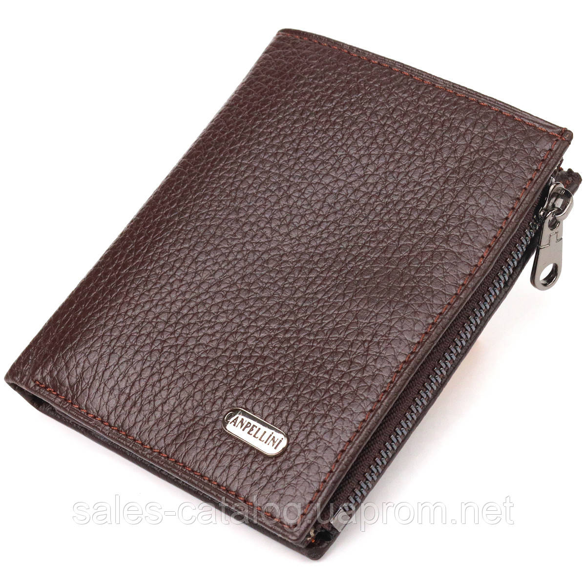 Чоловічий компактний вертикальний гаманець із натуральної шкіри CANPELLINI 21674 Коричневий SC, код: 8061705