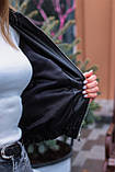 Куртка бомбер жіноча демісезонна з екошкіри — 016 чорний колір, фото 4