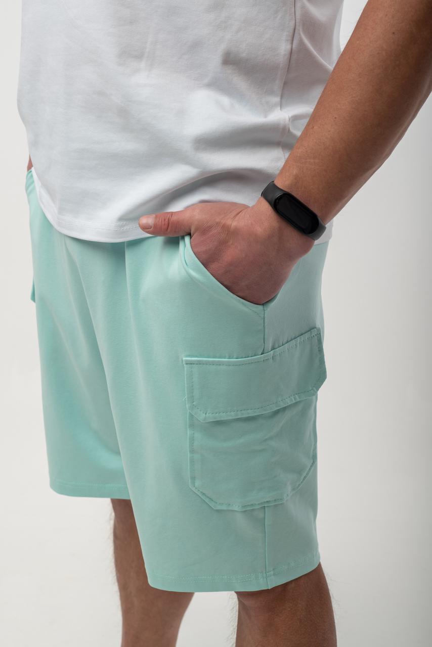 Чоловічі пляжні шорти м'ятного кольору, трикотаж Х/Б, фото 1