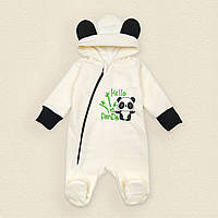 Флисовый комбинезон с подкладкой и капюшоном Dexters panda 62 см молочный (131521168376) EJ, код: 8335263