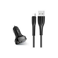 Зарядное устройство от прикуривателя USAMS U35 C13 2USB 2.1A USB Type C 1m Черный TN, код: 8405204
