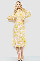 Платье свободного кроя с цветочным принтом молочно-горчичный 204R201 Ager S-M ML, код: 8227837