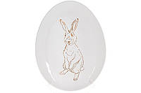 Блюдо овальное с рисунком "Bunny" - белый с золотом 27 см. (795-215)