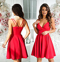Нарядное короткое платье-клёш 7513 Красный