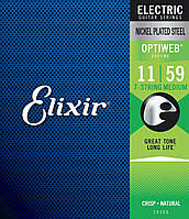 Струны для электрогитары Elixir 19106 Optiweb Nickel Plated Steel 7-String Medium 11 59 TO, код: 7671047