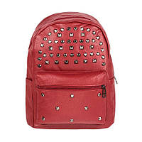 Рюкзак городской BackPack Заклепки Rivets Кожзам 30х23х12 см Красный (22472) GT, код: 5559354