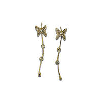 Сережки бабочки золотистые с камнями (23245) Bioworld NX, код: 8365092