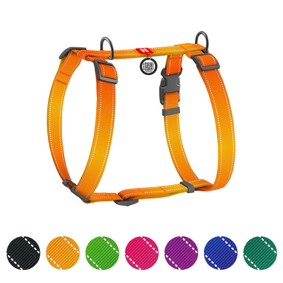 Шлея для собак анатомічна H-подібна WAUDOG Nylon Mono з QR-паспортом, світловідбивна, пластиковий, фото 1