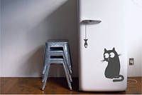 Виниловая наклейка на холодильник - кот и мышь(от 10х10 см)