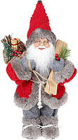 Новогодняя фигурка Санта с лыжами 30см (мягкая игрушка), красный с серым Bona DP73681 OM, код: 6675249