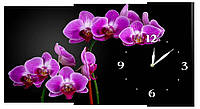 Настінний годинник на полотні Декор Карпати Орхідеї Чорний Фіолетовий (KFiz97661) QT, код: 1224480