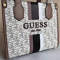 Сумка Женская Классическая GUESS коричнево-бело-чорная