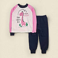 Пижама для девочки с начесом Dexters и принтом dino 140 см розовый темно-синий (131504268317) AG, код: 8335227