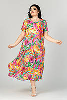 Жіноче літнє плаття Лілія з квітковим принтом великий розмір 52 54 56 58 60 62