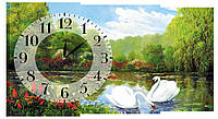 Настінний годинник на полотні Декор Карпати K-106 Лебеді на Пруду (gYEJ60965) QT, код: 1224741