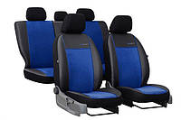 Универсальные авто чехлы на сиденья Pok-ter Exclusive екокожа с синей вставкой алькантары GT, код: 8036274