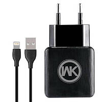 Комлект зарядного устройства WK WP-U11i Blanc Smart Charge 2.1A 2USB USB Lightning 220V EU Че UL, код: 8405175