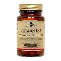Вітамін D Solgar Vitamin D3 (Cholecalciferol) 1000 IU 90 Tabs SC, код: 7519198
