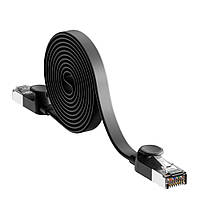 Патч-корд Baseus сетевой кабель Ethernet Cat6 RJ 45 Gigabit Network PCWL-E01 8м плоский Черны SB, код: 8381197