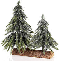 Набор декоративных елок в серебристой пыльце 12х25х28 см на подставке BonaDi DP219398 SX, код: 8260427