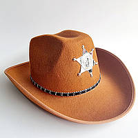 Шляпа Шерифа коричневая большая, 56-58 см