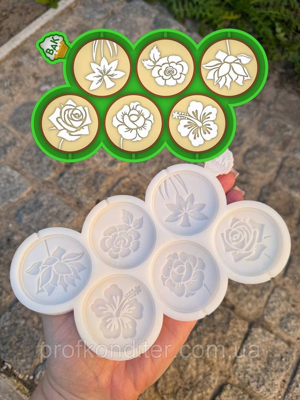 Ексклюзив. Силіконовий молд для шоколаду, мастіки, карамелі та ін "Медальйони з квітами", фото 1