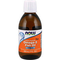 Омега 3 NOW Foods OMEGA-3 FISH OIL, 7 OZ 200 ml Lemon BM, код: 7715574