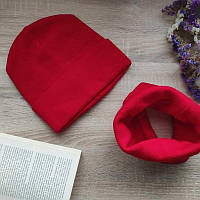 Комплект шапка с хомутом Luxyart унисекс размер подростковый красный (OL-013) GG, код: 6670610