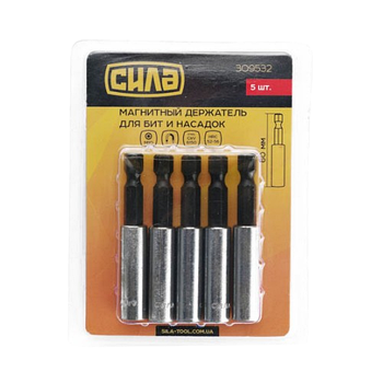 Тримач для насадок 1/4"*60 мм. магнітний 5 шт/уп СИЛА