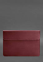 Кожаный чехол-конверт на магнитах для MacBook 13 Бордовый Crazy Horse BlankNote UP, код: 8131795