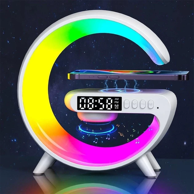 Ночник акумуляторний з годинником G63 Smart Light Sound Machine WHITE
