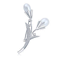 Брошь BROCHE Lux Цветы серебристая BRBF113359 PZ, код: 7887830