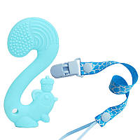 Силиконовый прорезыватель-игрушка для зубов ребенка и держатель 2Life Белка с орешком Y9 Голу US, код: 8404555
